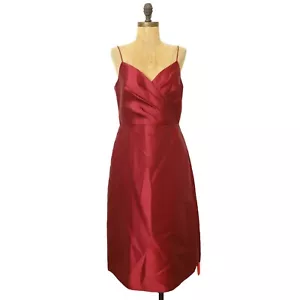 Alfred Sung Sleeveless Faux Wrap Cocktail Dress 18 Twill Satin Red NWT B28 - Picture 1 of 6