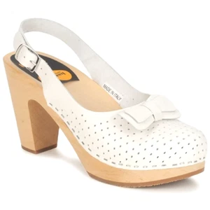 RARE NIB Swedish Hasbeens Mimmi Heeled Slingback Sandal White EU 40/9M - Picture 1 of 23