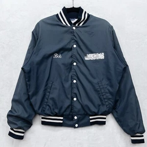 Rennoc Blue CHIP PC Nylon Satin 70s 80s Bomber Jacket Vintage USA Sz Med - Bild 1 von 5