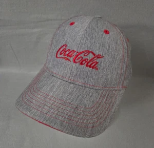 Coca Cola Gray Hat Embroidered Red Thread Adult Adjustable Strap Cap - Picture 1 of 9