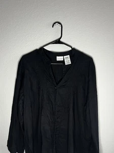 WHITE STAG XXL LONG SLEEVE BUTTON UP Black Embroidered - Picture 1 of 5