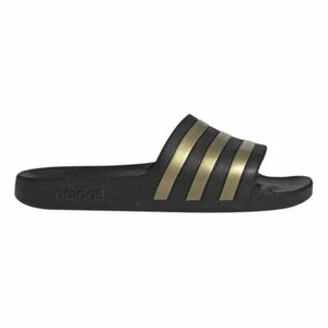 Adidas Adilette Aqua Slides Sandals - Unisex - Black/Gold/Black - Picture 1 of 14