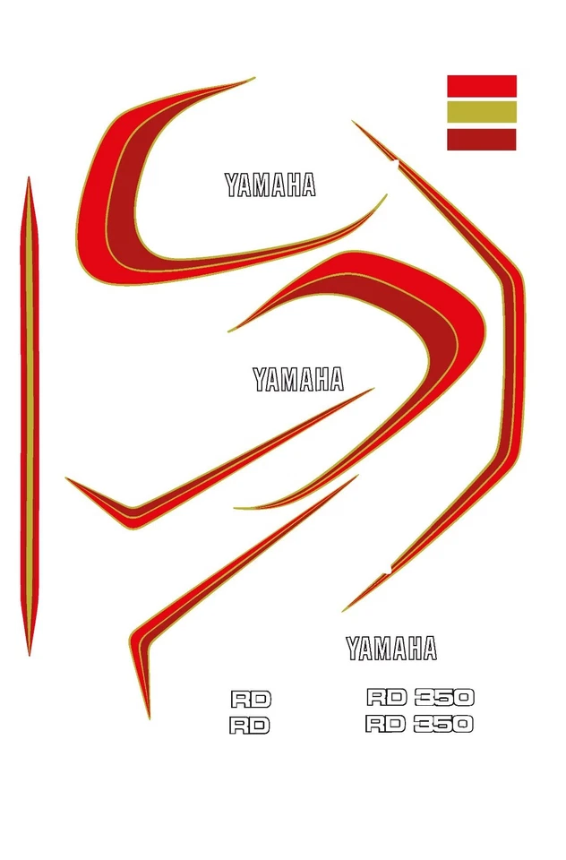Yamaha RD250/350 LC Decals suitable for the Yamaha RD LC twins, MARS colour - Image 1 of 1