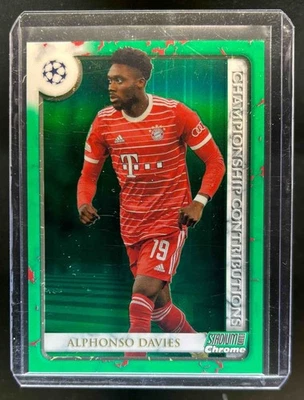 2022 Stadium Club Chrome UEFA Alphonso Davies Green Refractor #46/99 - Image 1 of 2