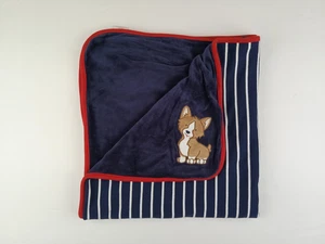 Gymboree Corgi Welpen Hund Baby Decke Lovey Navy Rot Weiß Streifen One Size - Bild 1 von 7