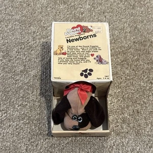 1985 Tonka Pound Puppies Newborns Plush 7807 Brown W/ Red Bow BRAND NEW IN BOX - Picture 1 of 8