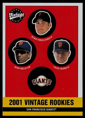 2001 Upper Deck Vintage #363 Ryan Vogelsong/Juan Melo/Chad Zerbe Giants Foto 1 de 2