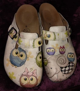 Coby Clogs Owl Elephant Patterned Colorful  size 10.5 WHIMSY - Picture 1 of 7
