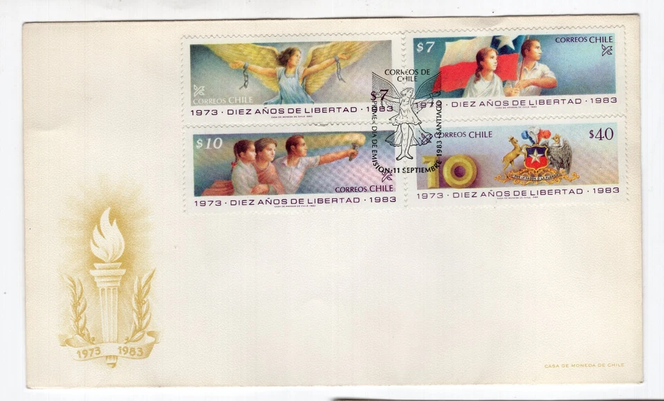CHILE 1983 FDC 1973-83 10 years freedom Militar Govermment - Image 1 of 1