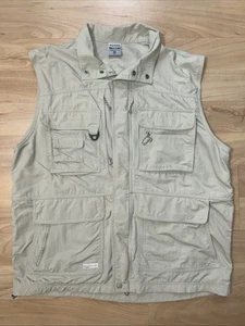 Columbia Vest Mens XL GRT Safari Hunting Fishing Full Zip Beige Nylon - Picture 1 of 8