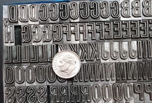 Vintage Metal Letterpress Type 36pt Outline Gothic Title  D38  9# - Picture 1 of 5