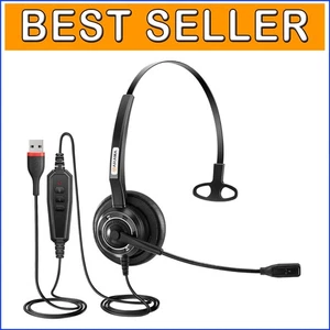 Comfort-Fit USB Headset with Noise Cancellation for Online Meetings & Zoom Calls - Picture 1 of 8