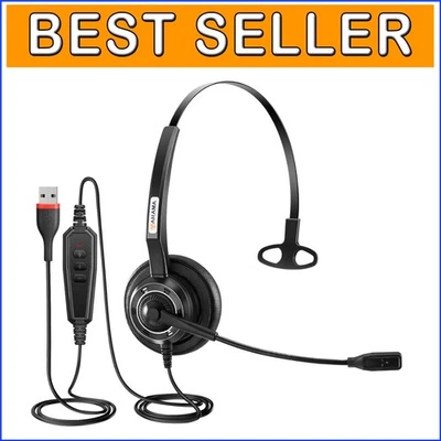 Comfort-Fit USB Headset with Noise Cancellation for Online Meetings & Zoom Calls - Image 1 of 4