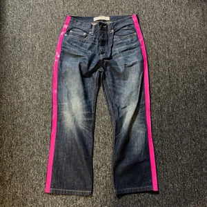 Marc by Marc Jacobs Denim Designer Pink Stripe Side Pants Womens - Size 26 Blue - Picture 1 of 8