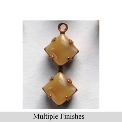 Piedra cuadrada de vidrio lunar beige de 6 mm en 1 bucle doble ajuste Foto 1 de 4