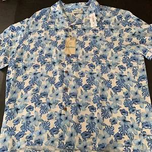 Caribbean Silk Blend Mens XL Button Down Shirt New With Tags Short Sleeve Floral - Picture 1 of 12