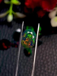 Top Quality Smoked Black Ethiopian Opal Gemstone,Loose 8x10MM Oval Shape Faceted - Picture 1 of 3