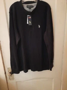 U.S.Polo ASSN Hemd Herren XL TW Schwarz Henley Langarm Neu Mit Etikett - Bild 1 von 6