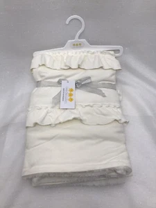Little Chickadees Ruffle Baby Blanket Security Lovey Plush Cream White 30x40 NEW - Imagen 1 de 9