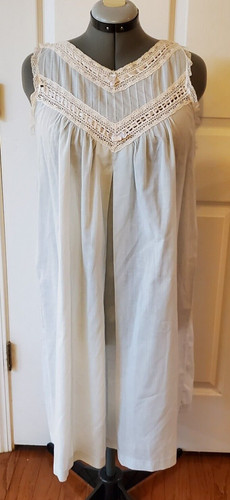 Camicia da notte vintage Christian Dior lingerie blu misto cotone trasparente senza maniche taglia M USA