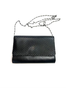 NWOT Neiman Marcus Small Black Faux Leather Crossbody Purse - Picture 1 of 11