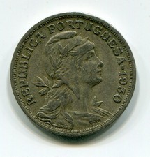 Portugal 1930 50 Centavos Coin VF Condition Portuguese Republic KM577