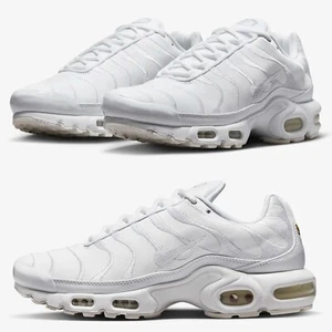 NIKE AIR MAX PLUS TN DREIFACH WEISS LEDER AJ2029-100 HERREN-TURNSCHUHE VERSCHIEDENE GRÖSSEN - Bild 1 von 3
