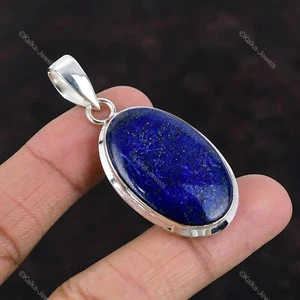 Natural Lapis Lazuli Gemstone Pendant 925 Sterling Silver Jewelry For Women - Picture 1 of 9