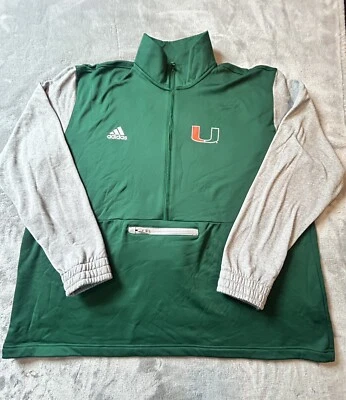Top para hombre verde/gris jaspeado Miami Hurricanes Team AEROREADY media cremallera 3XL Foto 1 de 4