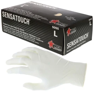 MCR SAFETY SensaTouch™ Disposable Latex Gloves 5 mil Powder Free Large, 100 Pack - Picture 1 of 5