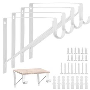 Oungy 4 Pack Heavy Duty Shelf Brackets, White Closet Rod Bracket Holders, 10 x - Picture 1 of 7