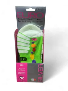 WOMEN'S EUROSOCK "FREE-STYLE SILVER" OTC WINTER SKI SNOWBOARD SOCKS SMALL (5-8) - Picture 1 of 12