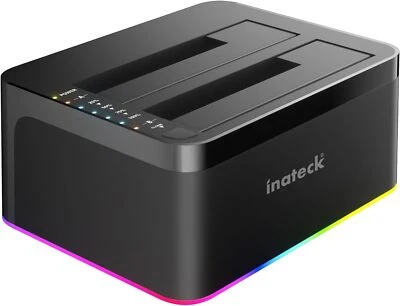 Inateck USB 3.0 USB-C Festplatten Dockingstation 2,5/3,5 Zoll SATA HDD SSD RGB - Bild 1 von 4