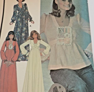 1970s McCall's 4818 Miss Prairie/Laura Ashley Dress/Top SZ 10 B: 32" Complete - Picture 1 of 7