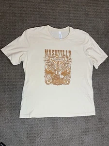 Nashville Music City T-Shirt XL Cream Thunder Graphic Tee Bella Canvas - Picture 1 of 6