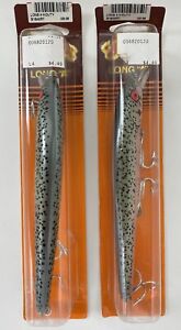 Lot of 2 BOMBER LONG A (minnow type) 6" B16AXRT Lures - New