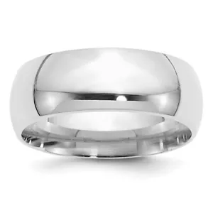 Sterling Silver Rhodium-plated 8mm Comfort Fit Band Ring Size 8 - Picture 1 of 4
