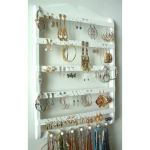Jewelry Organizer Earring Holder  Earrings Necklace Rack Wood Wall Mount USA - Picture 1 of 9