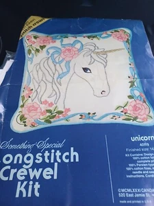 VTG Longstitch Crewel Embroidery Kit Unicorn  #40119, 14”x 14” - Picture 1 of 3