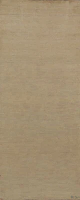 Handmade Gabbeh Solid Design Wool Modern 10 ft. Runner Rug - Beige" 3x10 - Image 1 of 4