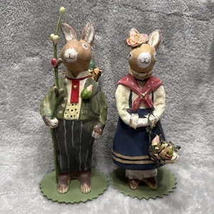 Lot Of 2 Hallmark Hareloom Bunnies By Crista Couch 8” Easter Set - Picture 1 of 12