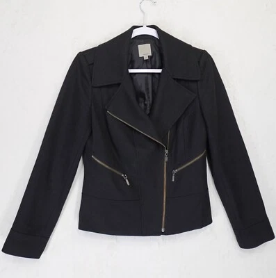 Chaqueta de Moto Halógena para Mujer S Negra Mezcla de Lana Motociclista Asimétrica Forrada con Cremallera Foto 1 de 4