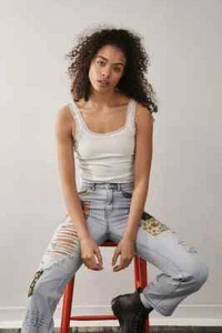 Urban Outfitters White Lace Trim Vest/Top Size MEDIUM NEW FREE UK POSTAGE