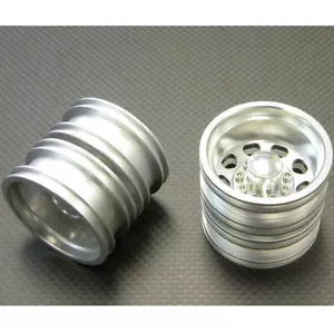 GPM Racing Aluminum Rear Wheel (9 Holes) Silver : Tamiya 1/14 Truck - Picture 1 of 1