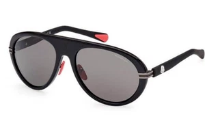 Auténticas gafas de sol MONCLER Navigaze Ml 0240 01A negras brillantes con lentes de humo 57 mm - Imagen 1 de 7