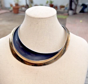 VINTAGE MODERNIST GERHARD HERBST STERLING & 14 KT GOLD COLLAR NECKLACE - Picture 1 of 13