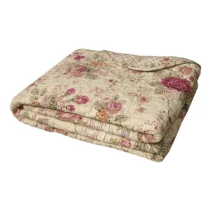 Greenland Home Antique Rose Throw Blanket Floral 100% Cotton Quilted 50"X60" NEW - Picture 1 of 7