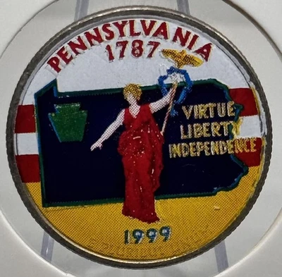 1999-P Pennsylvania State Quarter Colorized Virtue Liberty Independence - Image 1 of 2