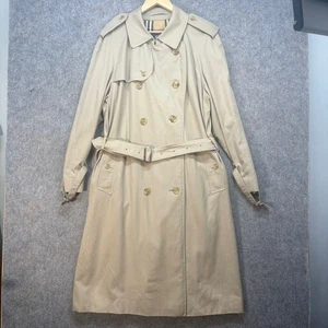 Burberrys Trench Coat Mens 52 Tan Nova Check Double Breasted Belted Vintage 90s - Picture 1 of 14