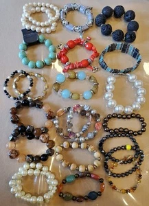 22 piezas. LOTE PULSERA CUENTAS ELÁSTICAS, PERLAS DE IMITACIÓN, ARCILLA (VIVA BRADS), MAGNÉTICA+++ - Imagen 1 de 12
